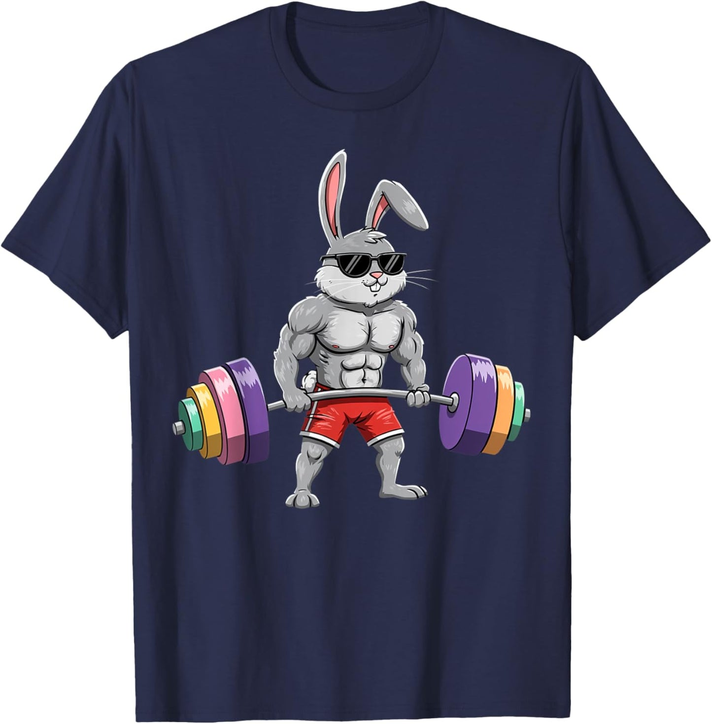 Easter Day Workout Deadlift Bunny Easter Gym Men Women T-Shirt - T-Shirt | Navy