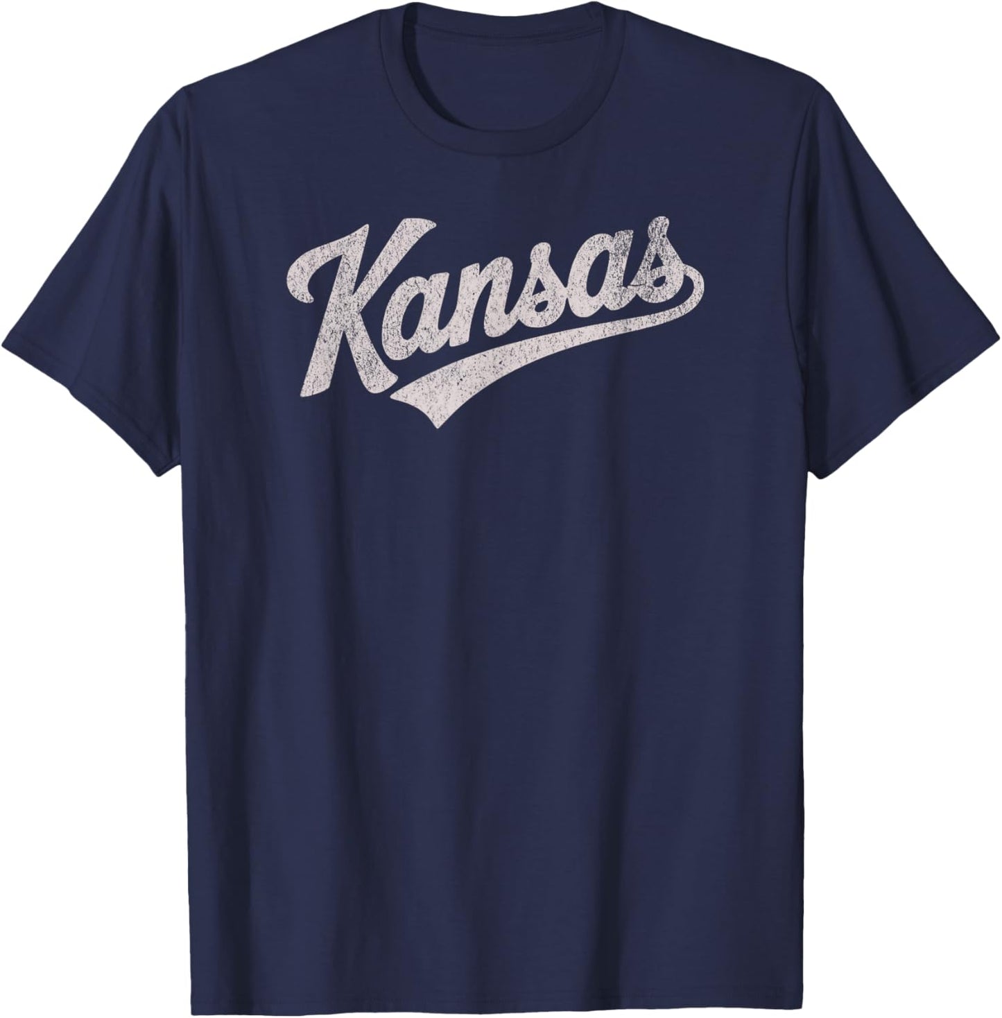Throwback Vintage Kansas Distressed Print T-Shirt - T-Shirt | Navy