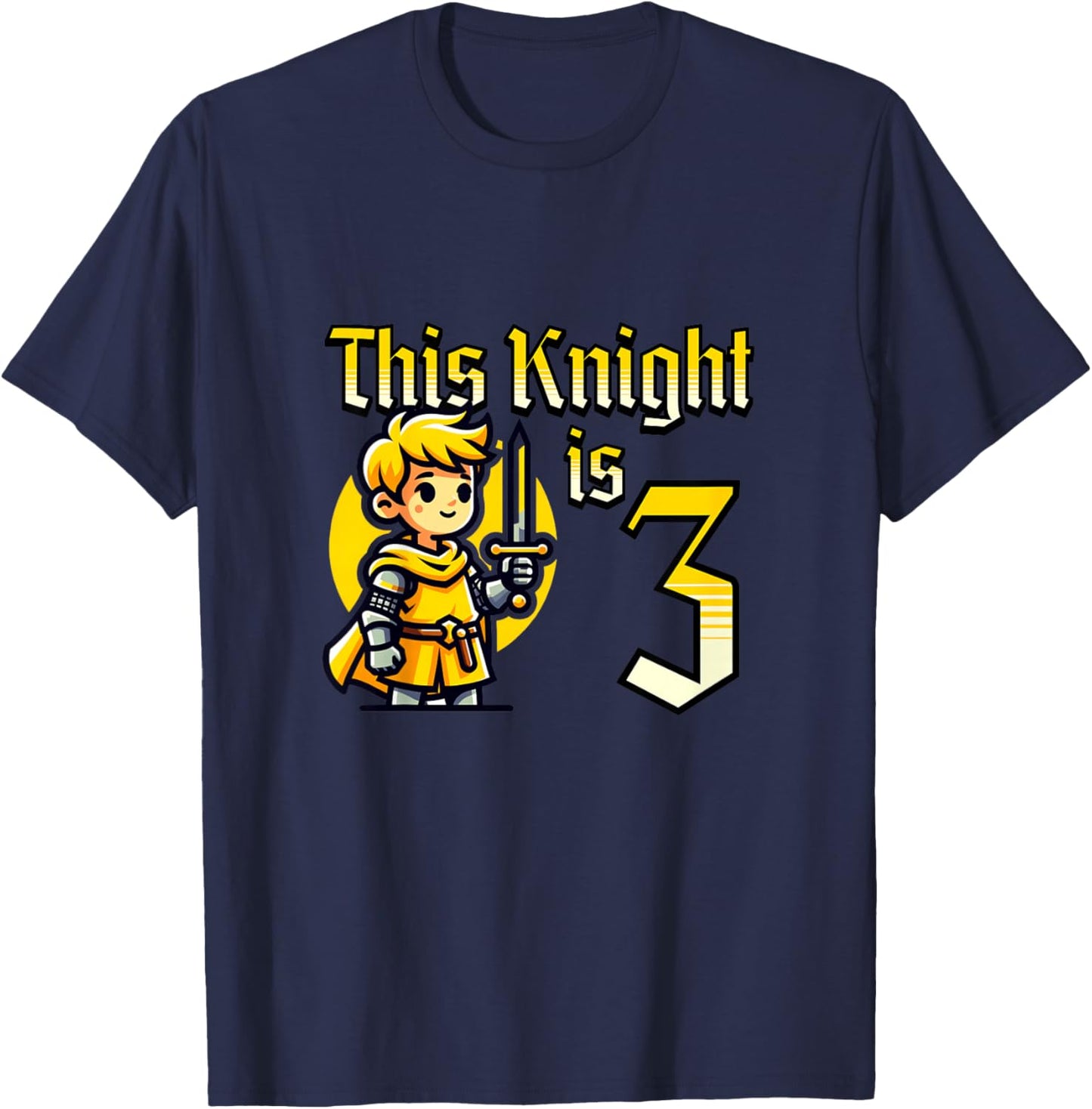 Kids Medieval Knight Sword 3 Year Old 3rd Birthday Boy T-Shirt - T-Shirt | Navy