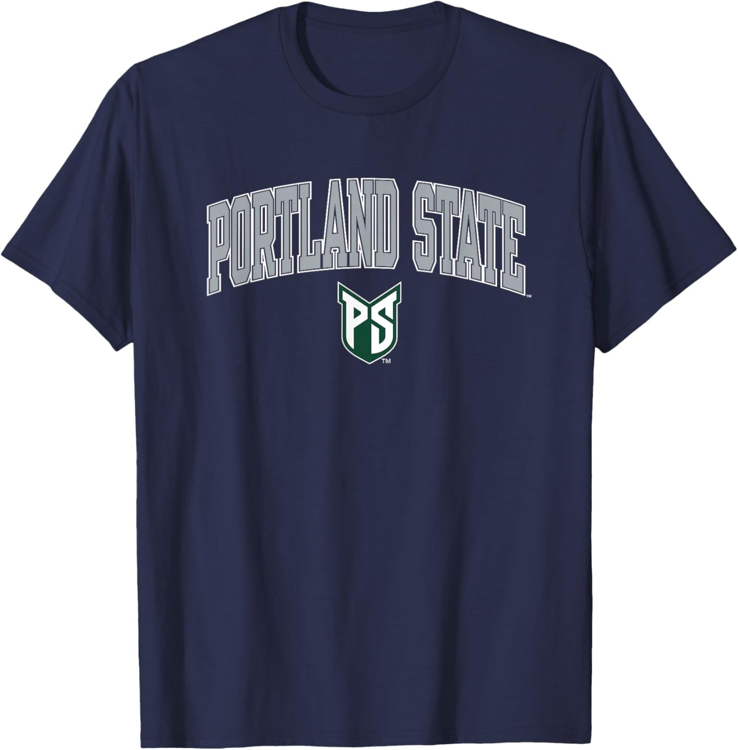 Portland State Vikings Arch Over Green Officially Licensed T-Shirt - T-Shirt | Navy
