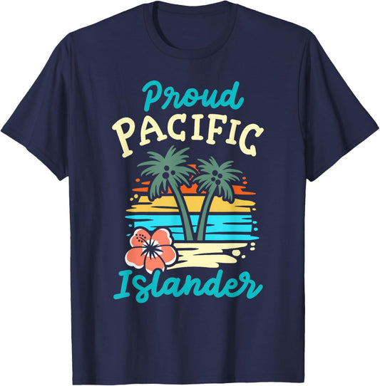 Proud Pacific Islander Groovy Matching Asian American AAPI T-Shirt - T-Shirt | Navy