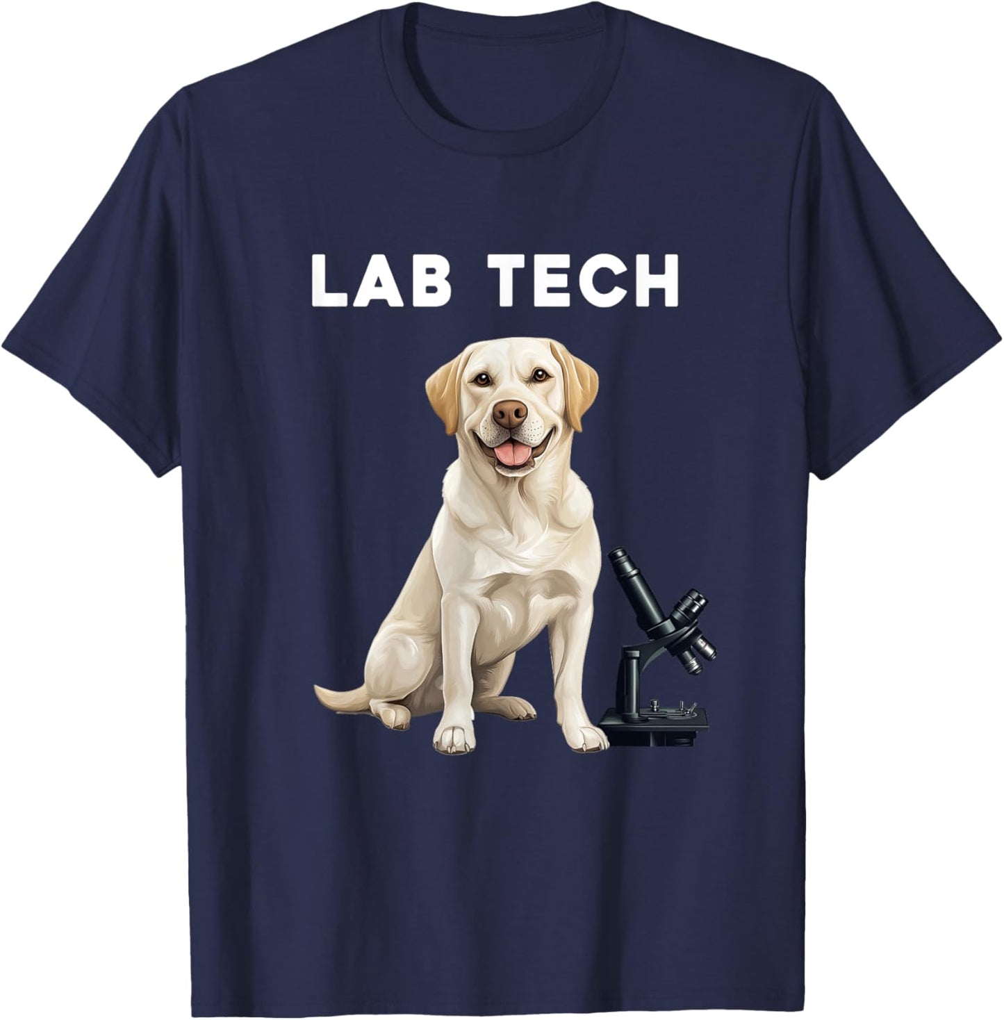 Funny Lab Tech Design featuring a Labrador Dog for Scientist T-Shirt - T-Shirt | Navy