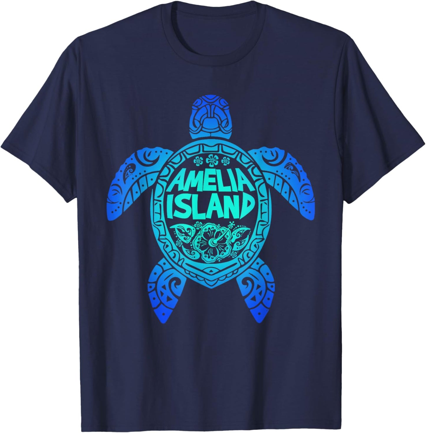 Amelia Island Tribal Sea Turtle Florida Summer Vacation 2025 T-Shirt - T-Shirt | Navy