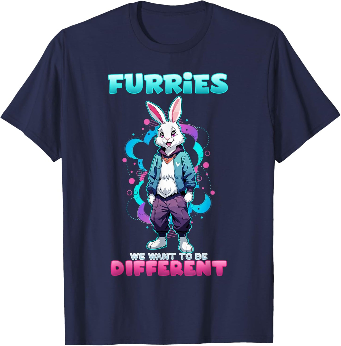 Furries We Want To Be Different I Furry Rabbit Cosplay T-Shirt - T-Shirt | Navy