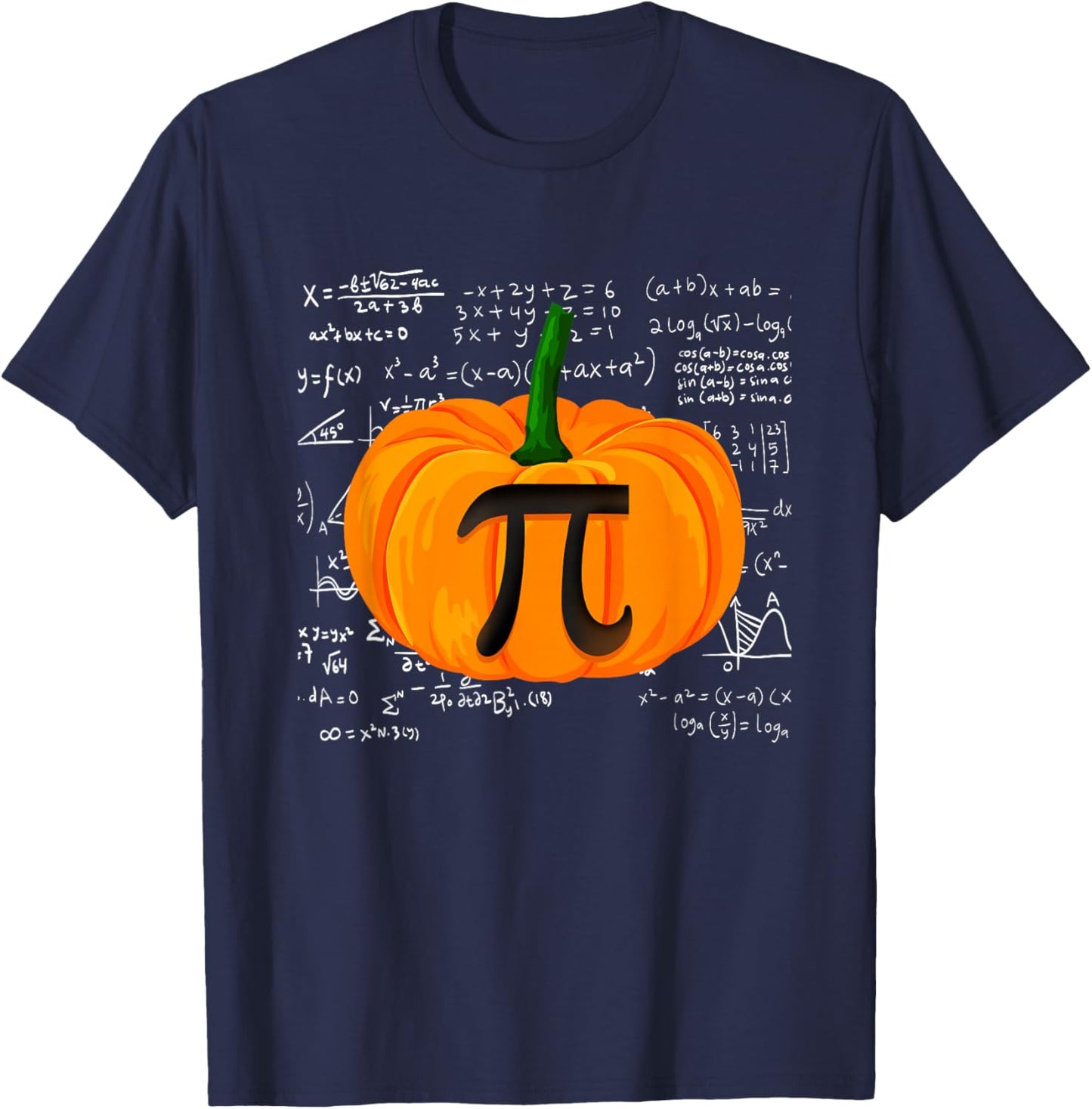Pumpkin Pie Math Funny Halloween Thanksgiving Pi Day T-Shirt - T-Shirt | Navy