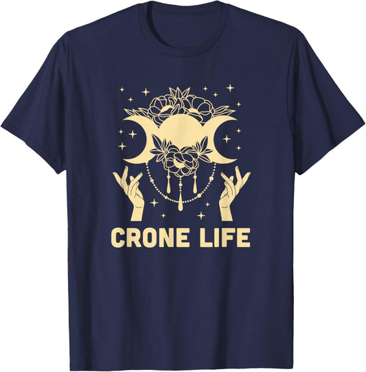 Crone Life Elder Woman Mystical Moon Goddess T-Shirt - T-Shirt | Navy