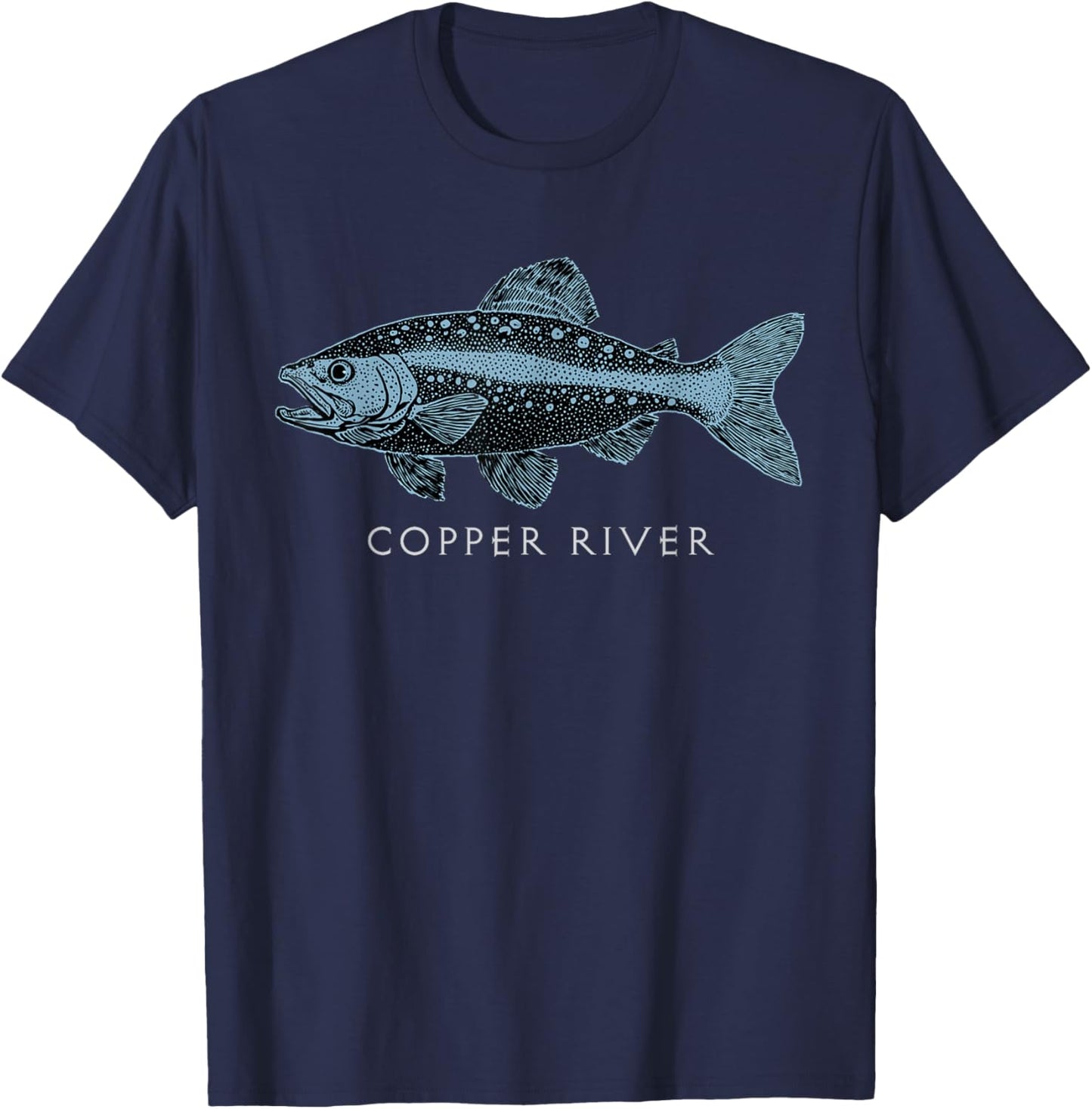 Copper River Salmon Alaska Fish Art Fishing Trip Design T-Shirt - T-Shirt | Navy