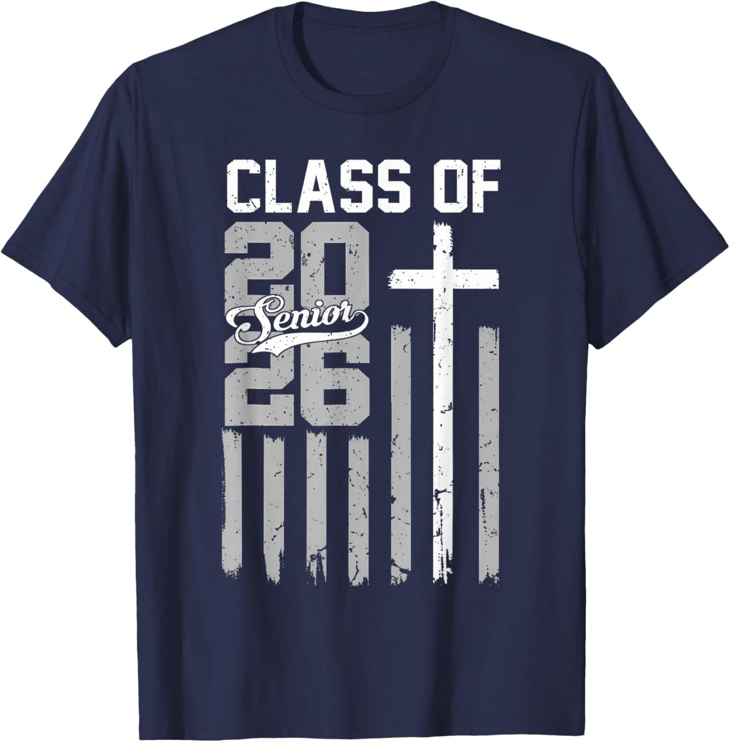 Senior Class of 2026 Christian American Flag 2026 Graduation T-Shirt - T-Shirt | Navy