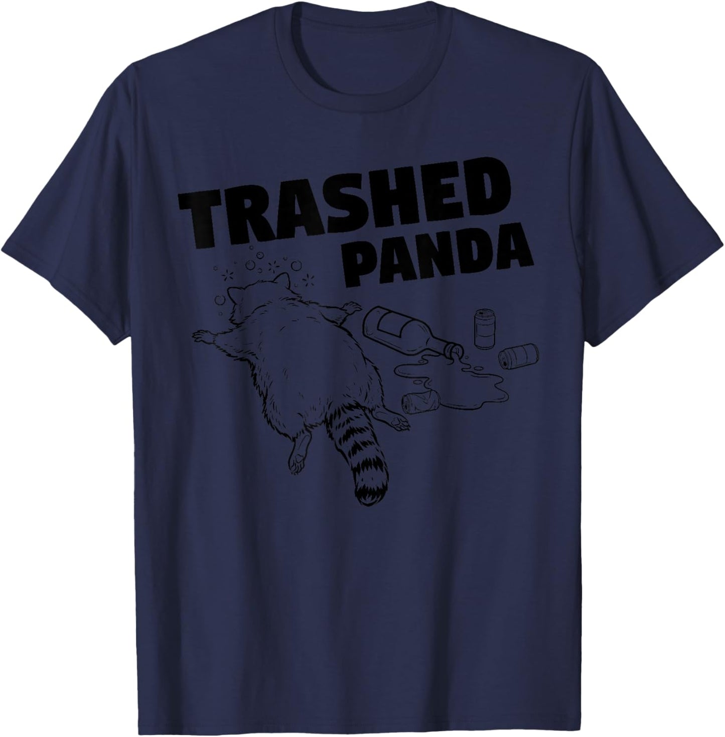 Trashed Panda Funny Drunk Racoon T-Shirt - T-Shirt | Navy