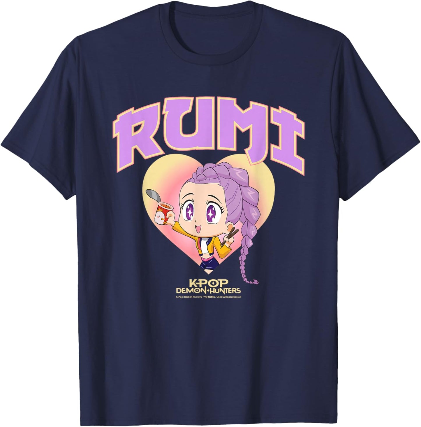 KPop Demon Hunters Rumi Collegic Offiziell lizenziert T-Shirt - T-Shirt | Navy