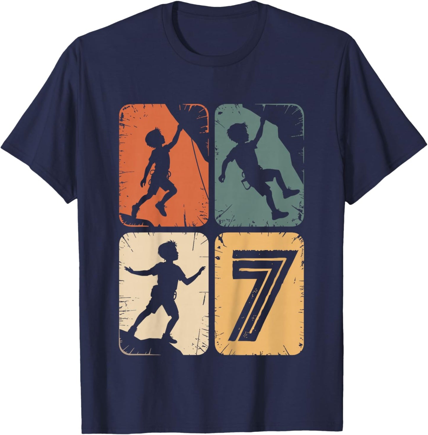 7. Geburtstag Junge Mädchen Klettern Bouldern Kletterer T-Shirt - T-Shirt | Navy