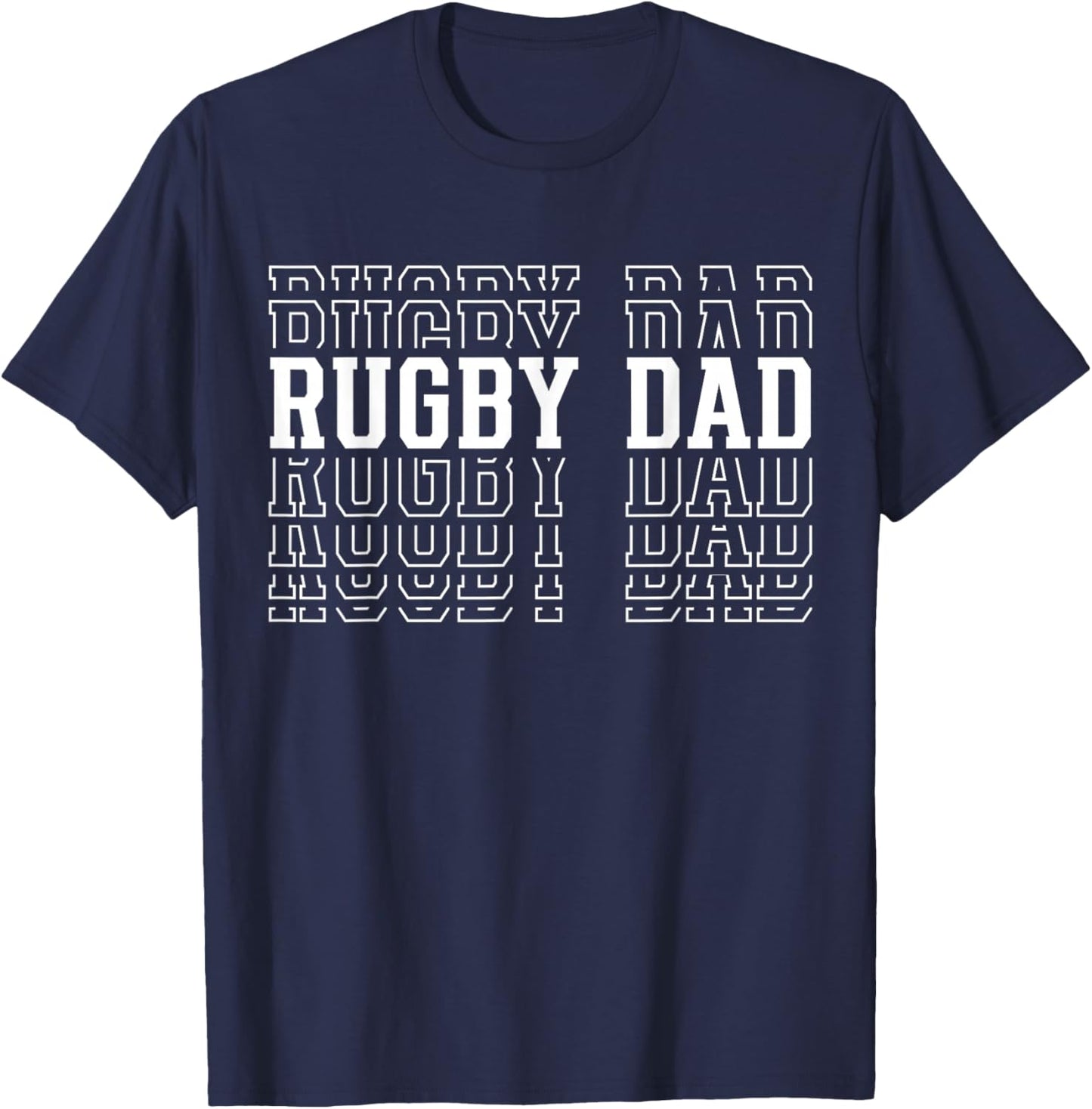 Rugby Dad Funny Layered Text Father Coach Player T-Shirt - T-Shirt | Navy