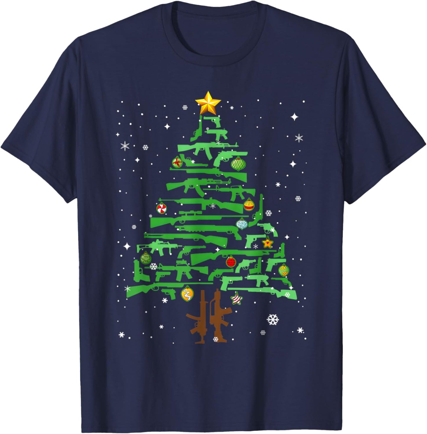 Xmas Patriotic 2nd Amendment Gun Christmas Tree T-Shirt - T-Shirt | Navy