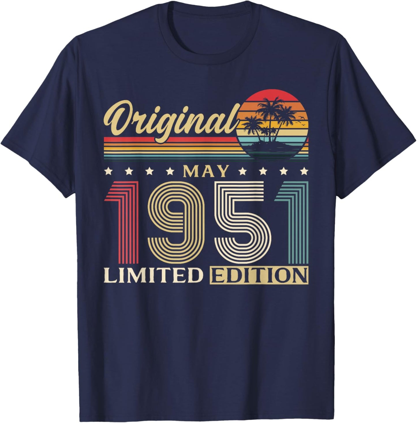 75 Ans Anniversaire Homme Cadeau Mai 1951 Vintage T-Shirt - T-Shirt | Navy