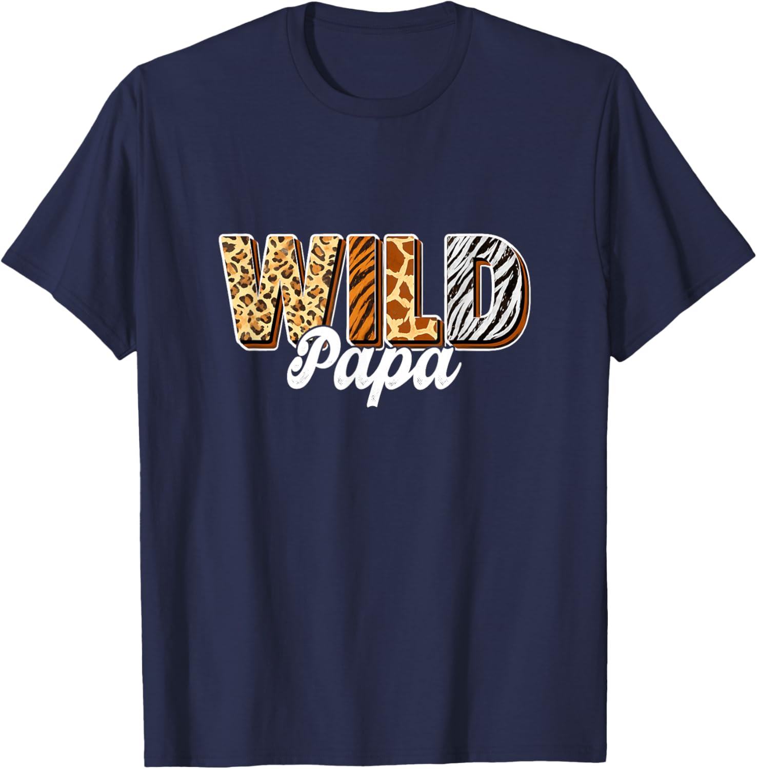 Papa Wild Cheetah Leopard Zebra Pattern Cute T-Shirt - T-Shirt | Navy