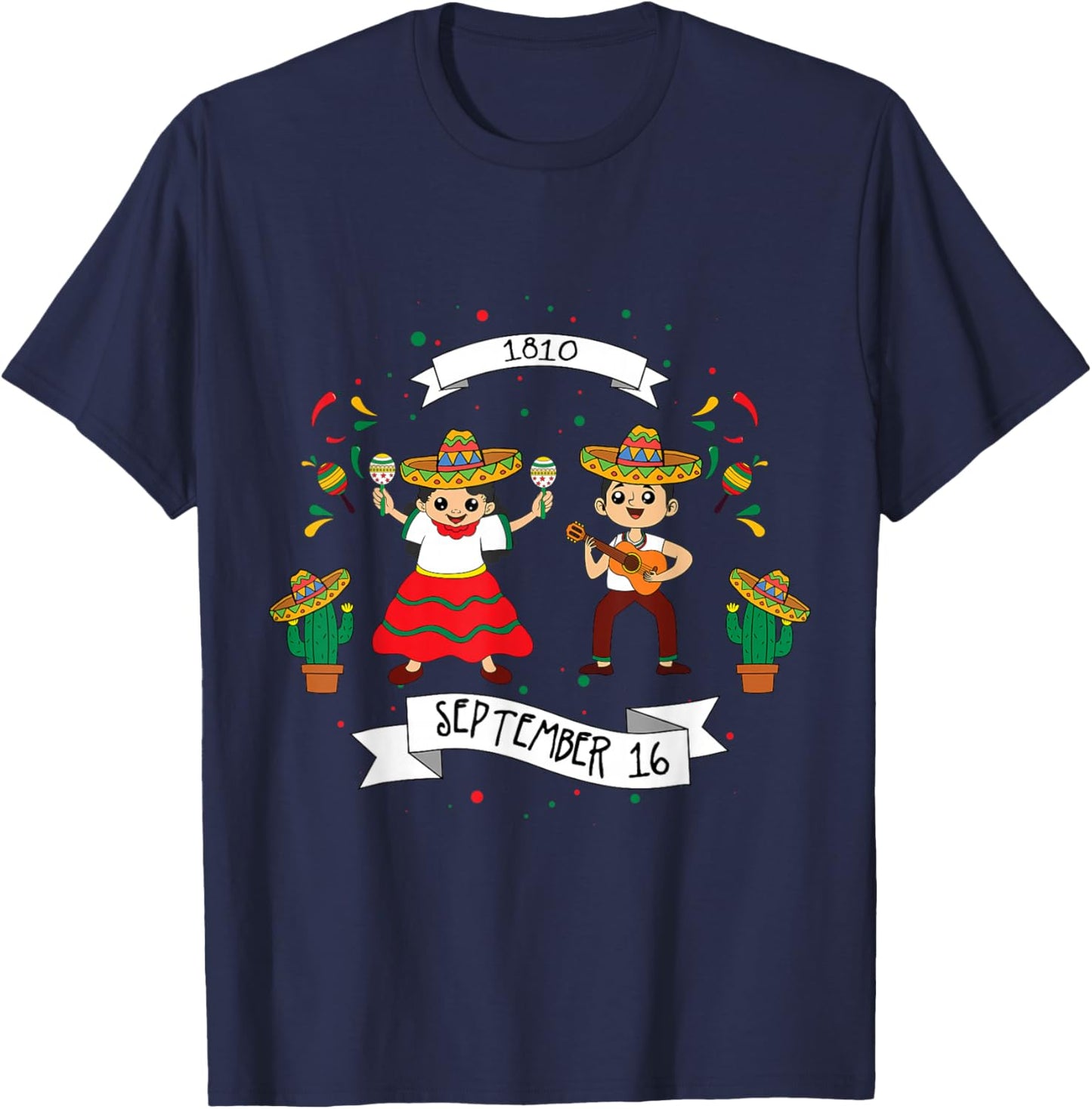 1810 September 16 Mexico Independence Mexican T-Shirt - T-Shirt | Navy