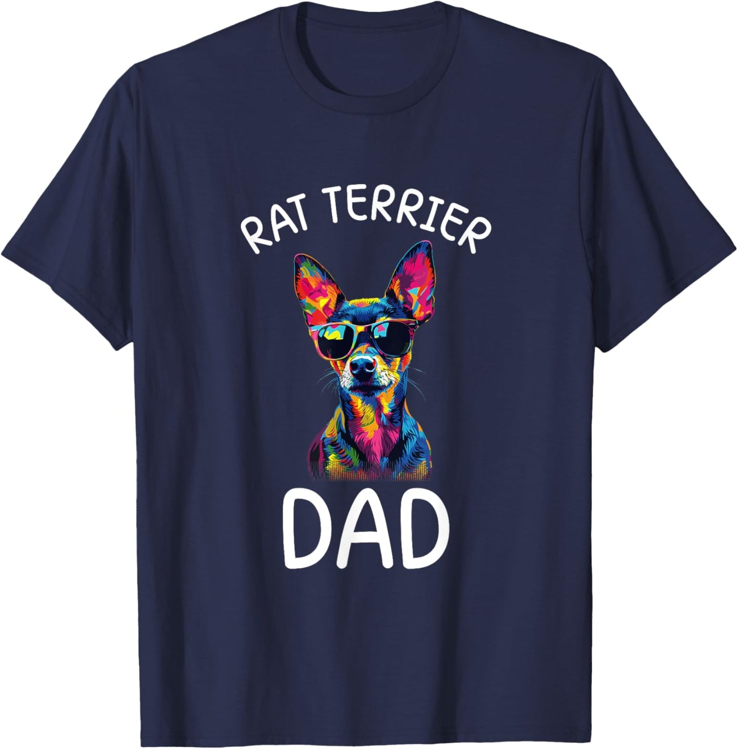 Rat Terrier Dad Pop Art Design Rat Terrier Lovers T-Shirt - T-Shirt | Navy
