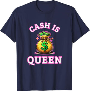 Cash is Queen: Money Bag T-Shirt - T-Shirt | Navy