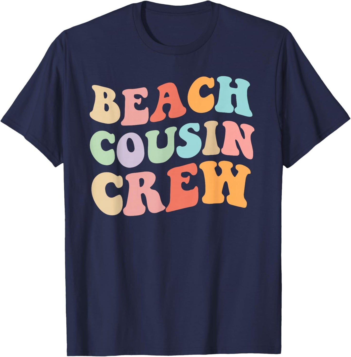 Matching Beach Cousin Crew Retro Graphic – Fun, Colorful T-Shirt - T-Shirt | Navy