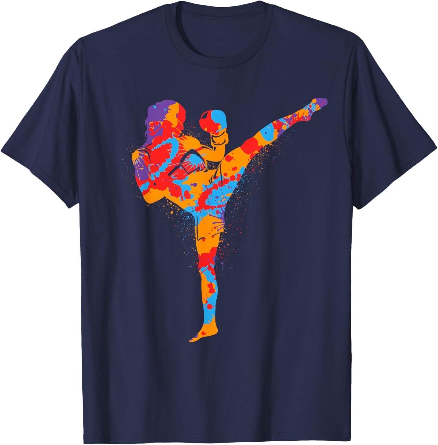 Muay Thai Martial Arts Colorful Kickboxer Girls Kickboxing T-Shirt - T-Shirt | Navy