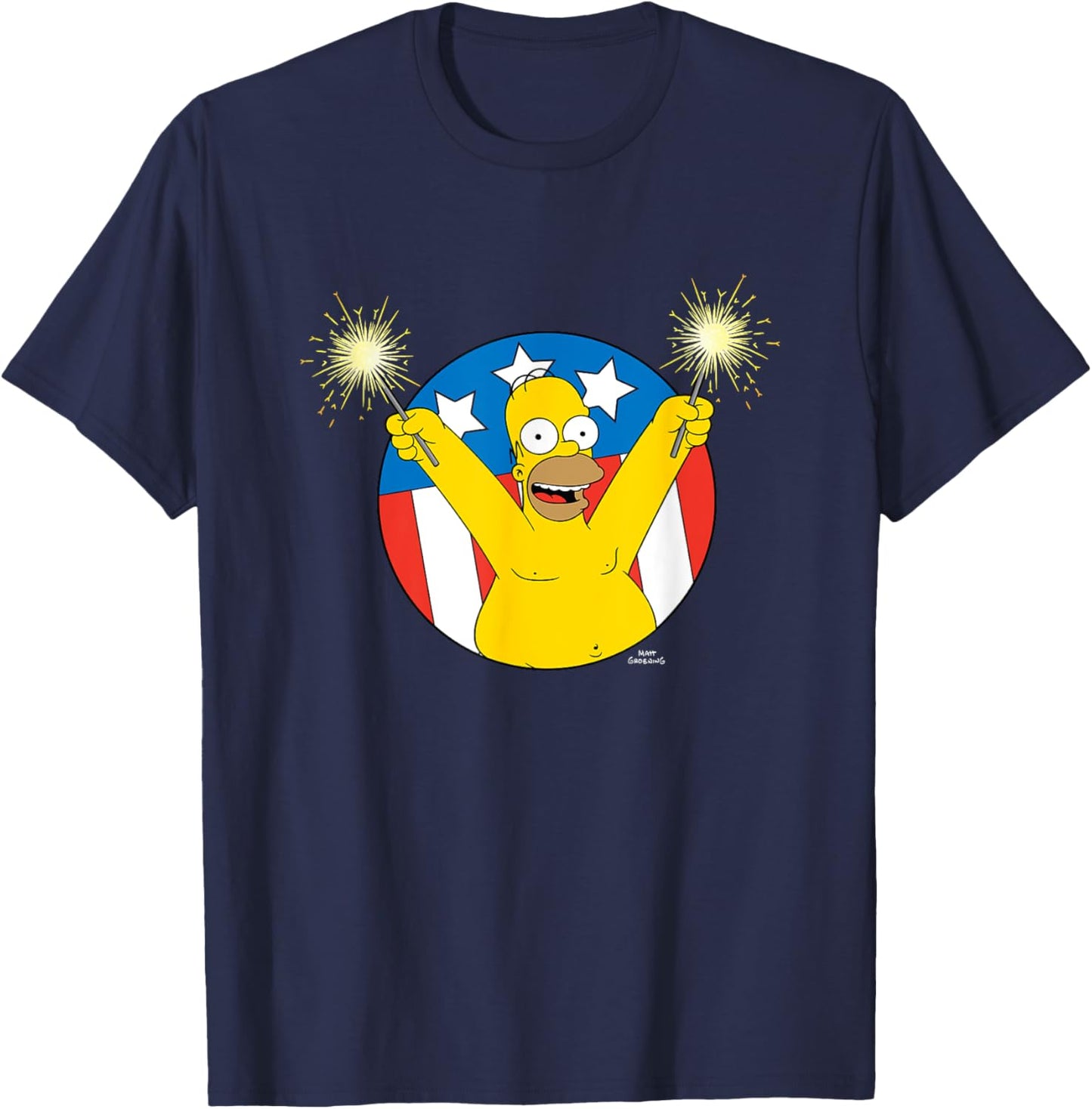 The Simpsons 4th Of July American Flag Woo-Hoo Homer T-Shirt - T-Shirt | Navy
