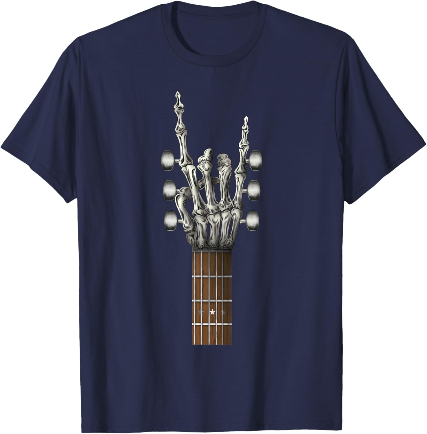 Rock On Skeleton Hand Guitar Rock & Roll Men Women Rock Band T-Shirt - T-Shirt | Navy