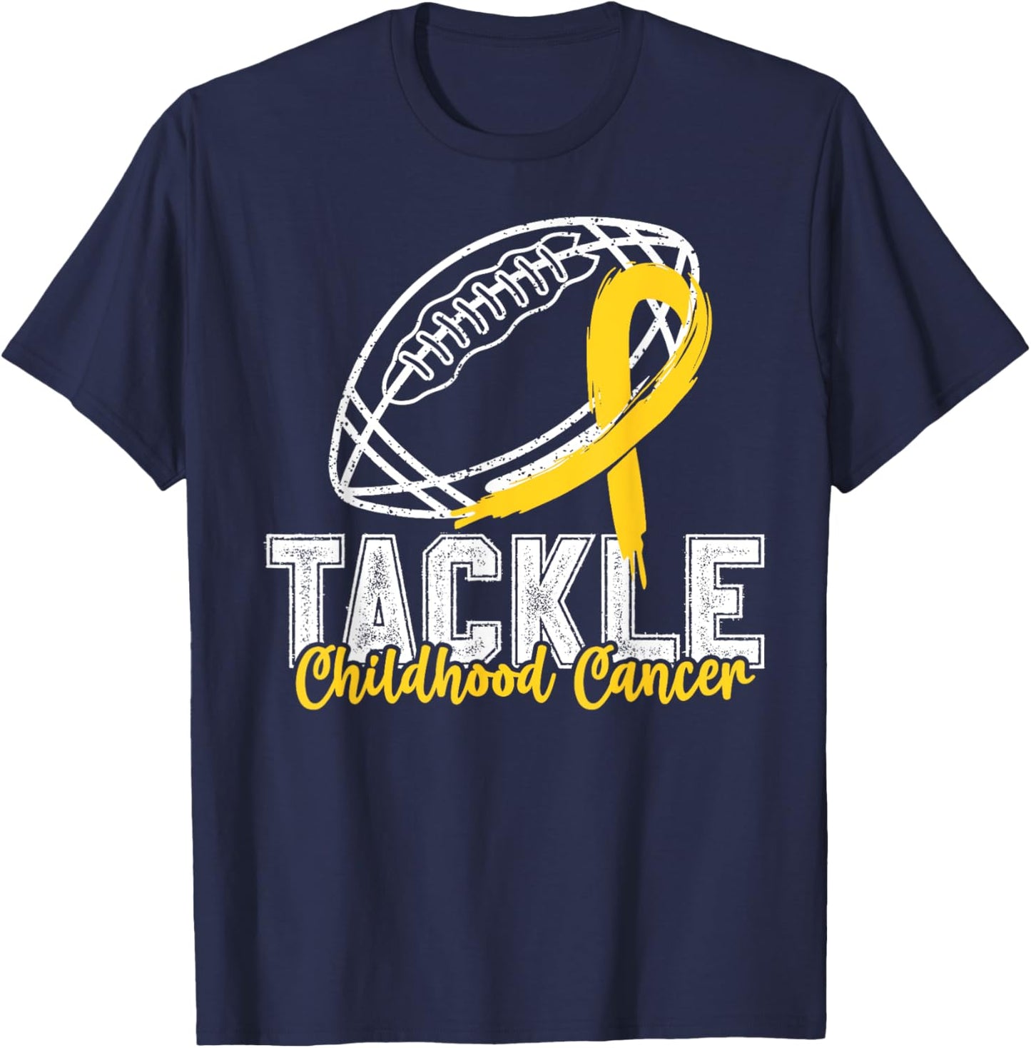 Tackle Childhood Cancer Football Childhood Cancer Awareness T-Shirt - T-Shirt | Navy