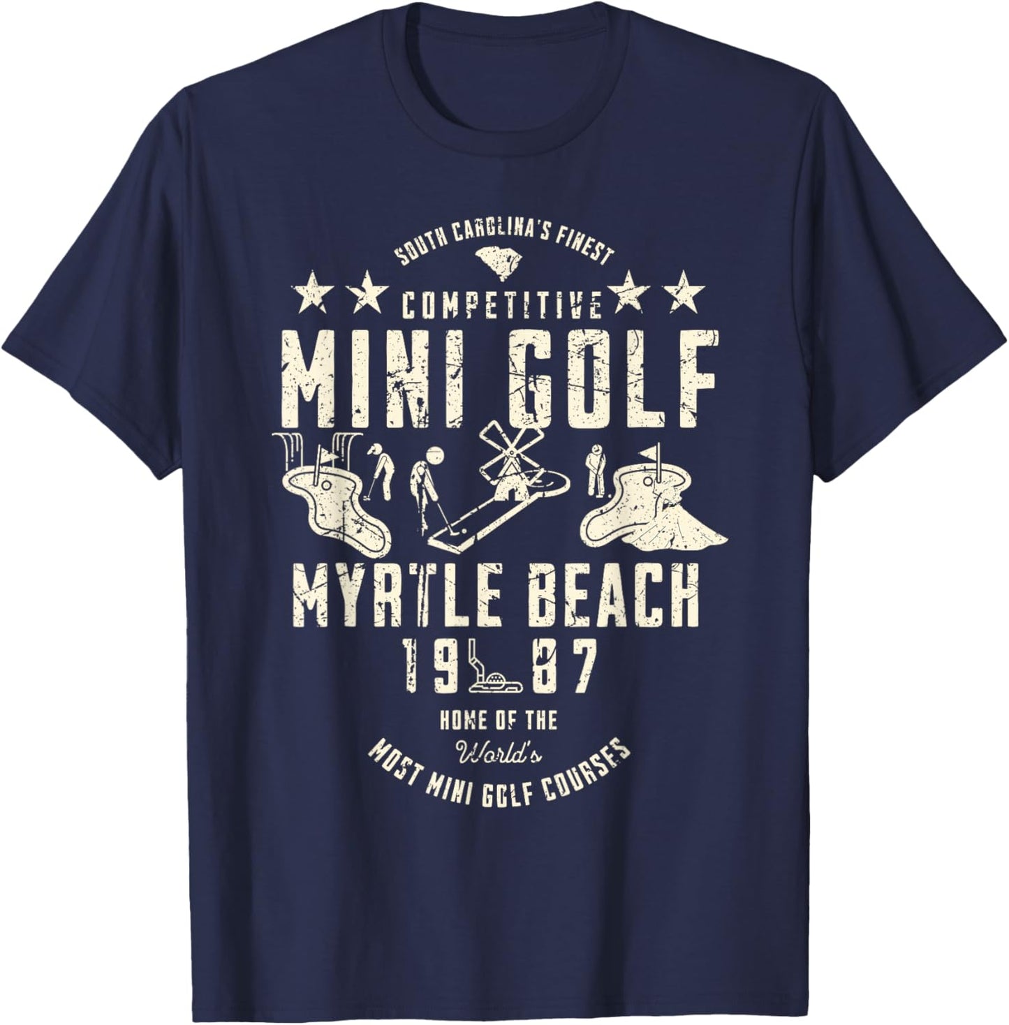 South Carolina's Finest Mini Golf Myrtle Beach 1987 Vintage T-Shirt - T-Shirt | Navy