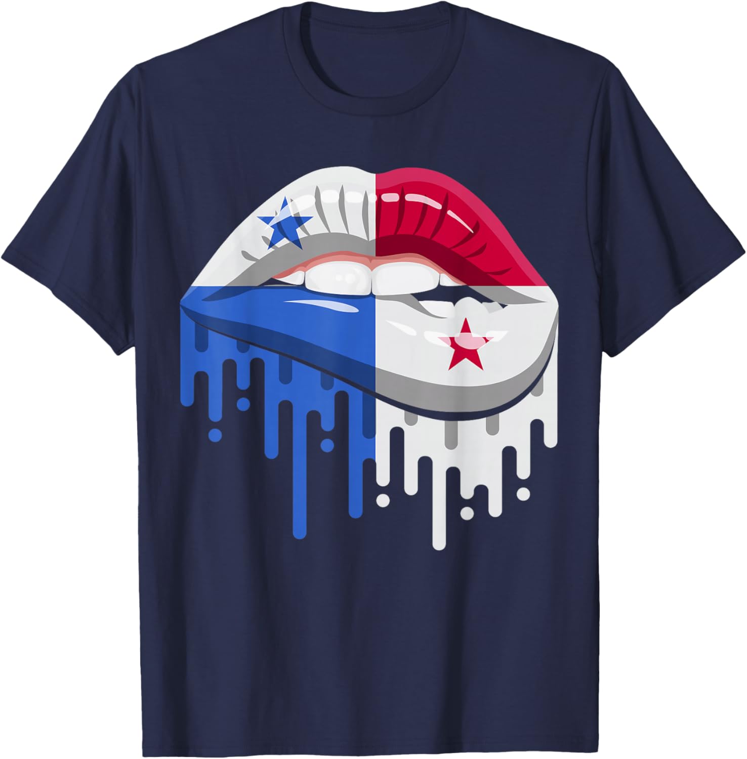 Panamanian National Flag Women Lips Panama Pride Heritage T-Shirt - T-Shirt | Navy