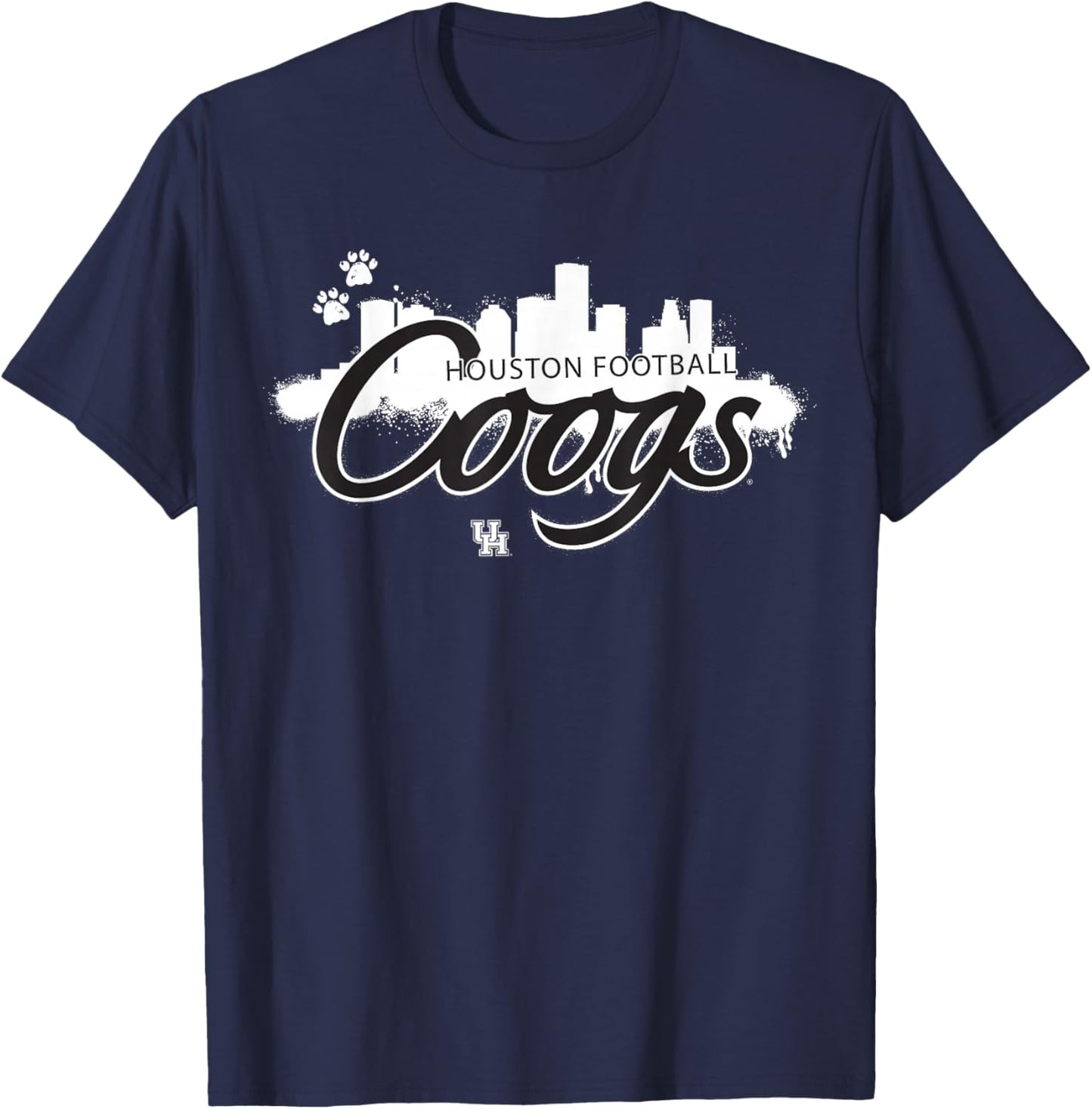University of Houston Black Out Skyline | Houston Cougars T-Shirt - T-Shirt | Navy