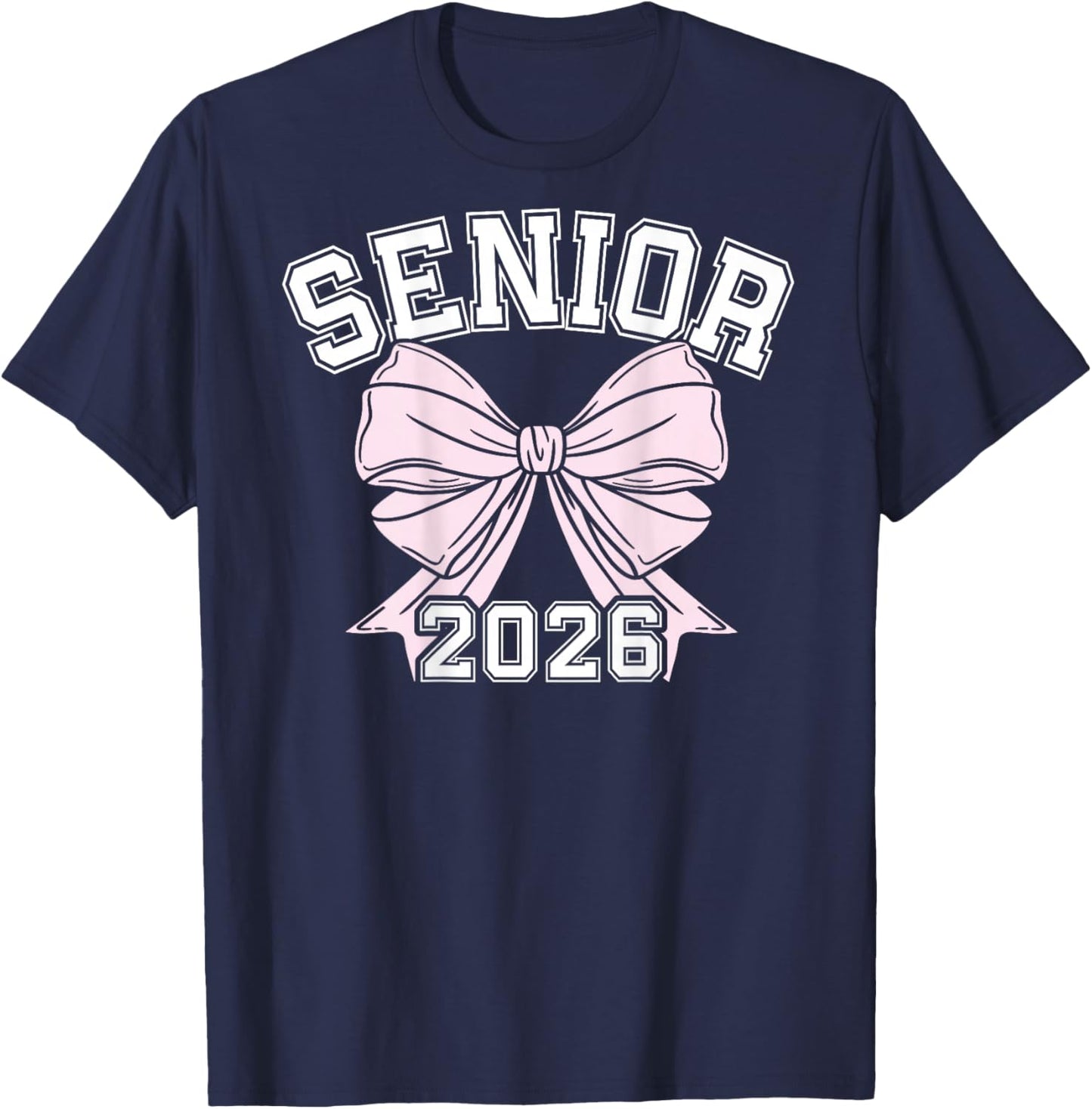 Class Of 2026 Senior Coquette Bow Aesthetic T-Shirt - T-Shirt | Navy