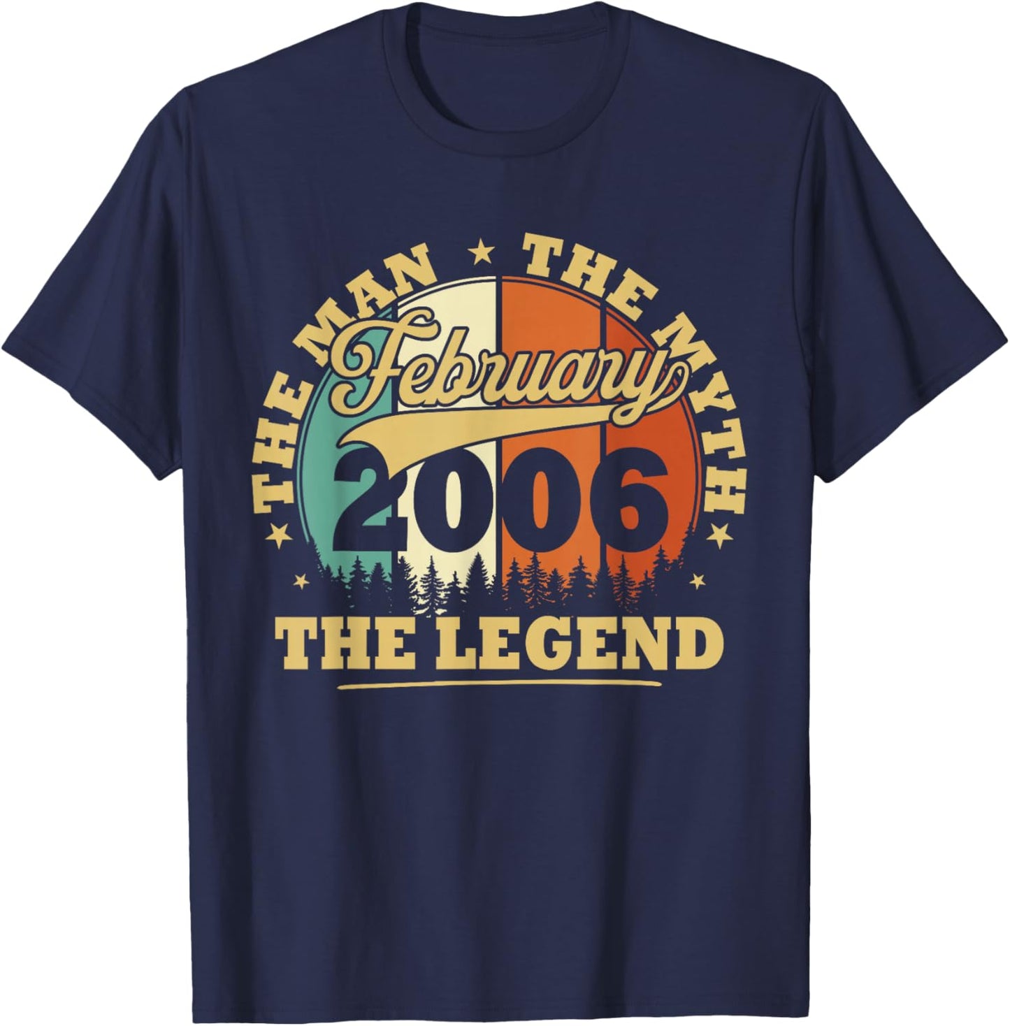 Humor Vintage 2006 February Gift 20 Years Birthday T-Shirt - T-Shirt | Navy