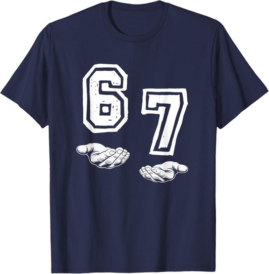 Six Seven 67 Meme Funny Gen Alpha Brain Red T-Shirt - T-Shirt | Navy