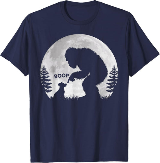 Bigfoot Boop Dog Retro Funny Sasquatch Meme Dog Lovers T-Shirt - T-Shirt | Navy