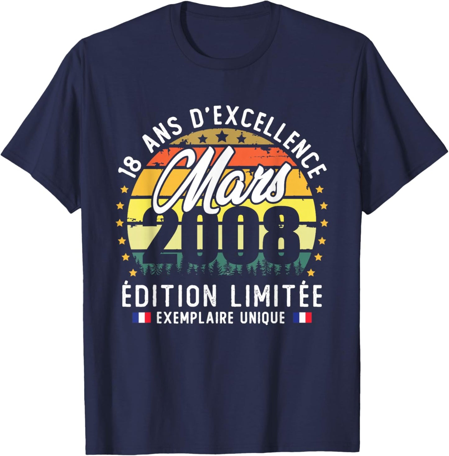 Vintage March 2008 Birthday Gift 18 Years Boys Girls T-Shirt - T-Shirt | Navy
