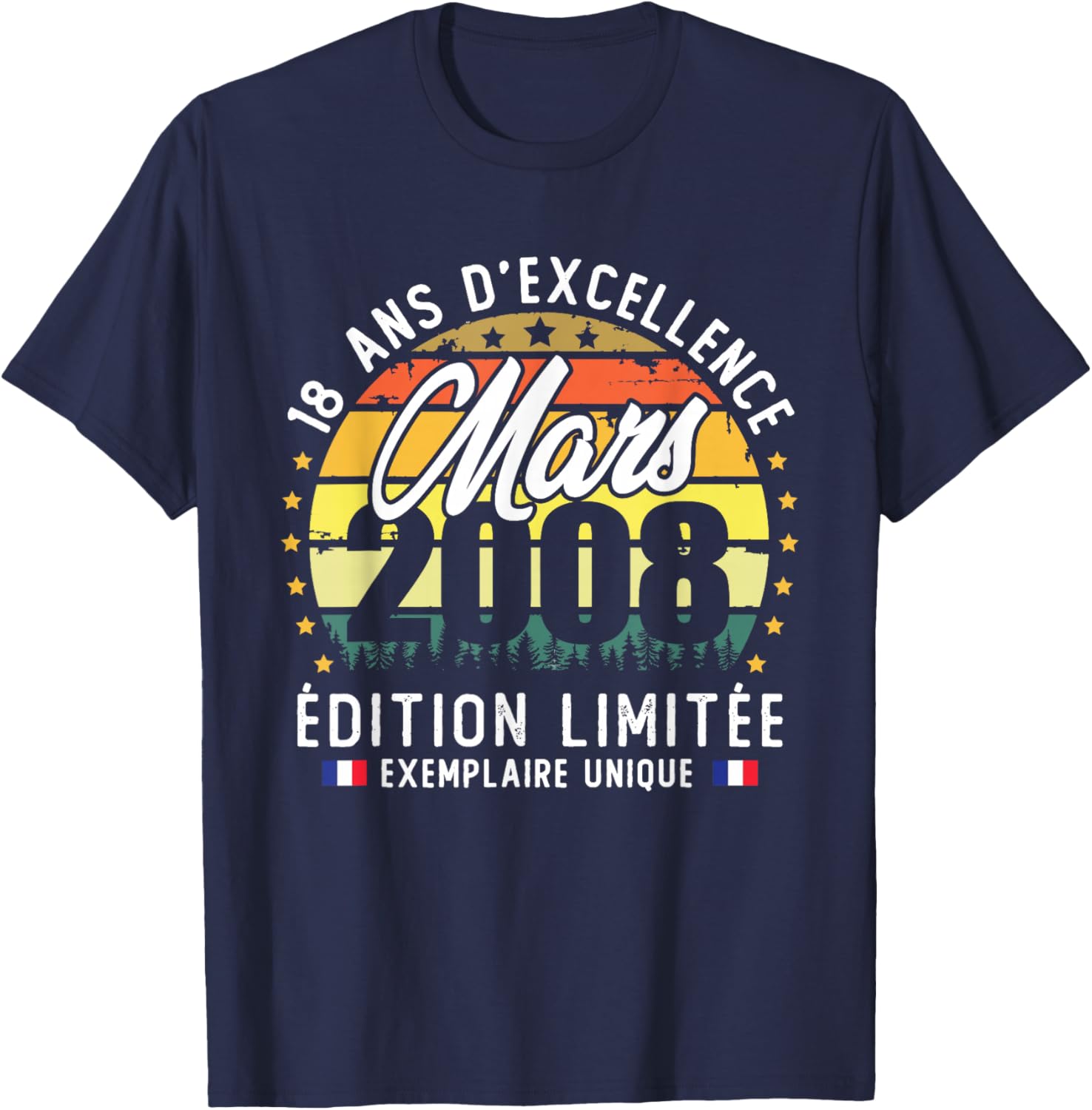 Vintage March 2008 Birthday Gift 18 Years Boys Girls T-Shirt - T-Shirt | Navy