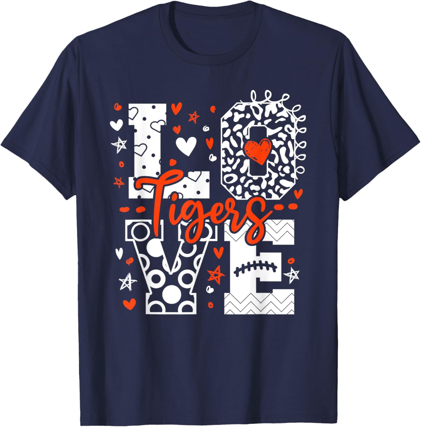 Vintage Love Tigers School Sports Name Women Kids T-Shirt - T-Shirt | Navy