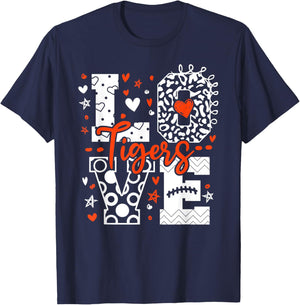 Vintage Love Tigers School Sports Name Women Kids T-Shirt - T-Shirt | Navy