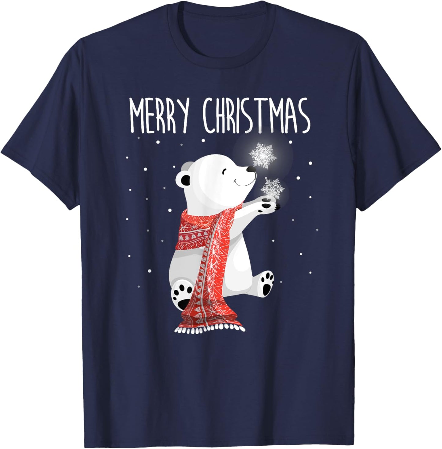 Cute Polar Bear Scarf Merry Christmas Xmas Holidays Gift T-Shirt - T-Shirt | Navy