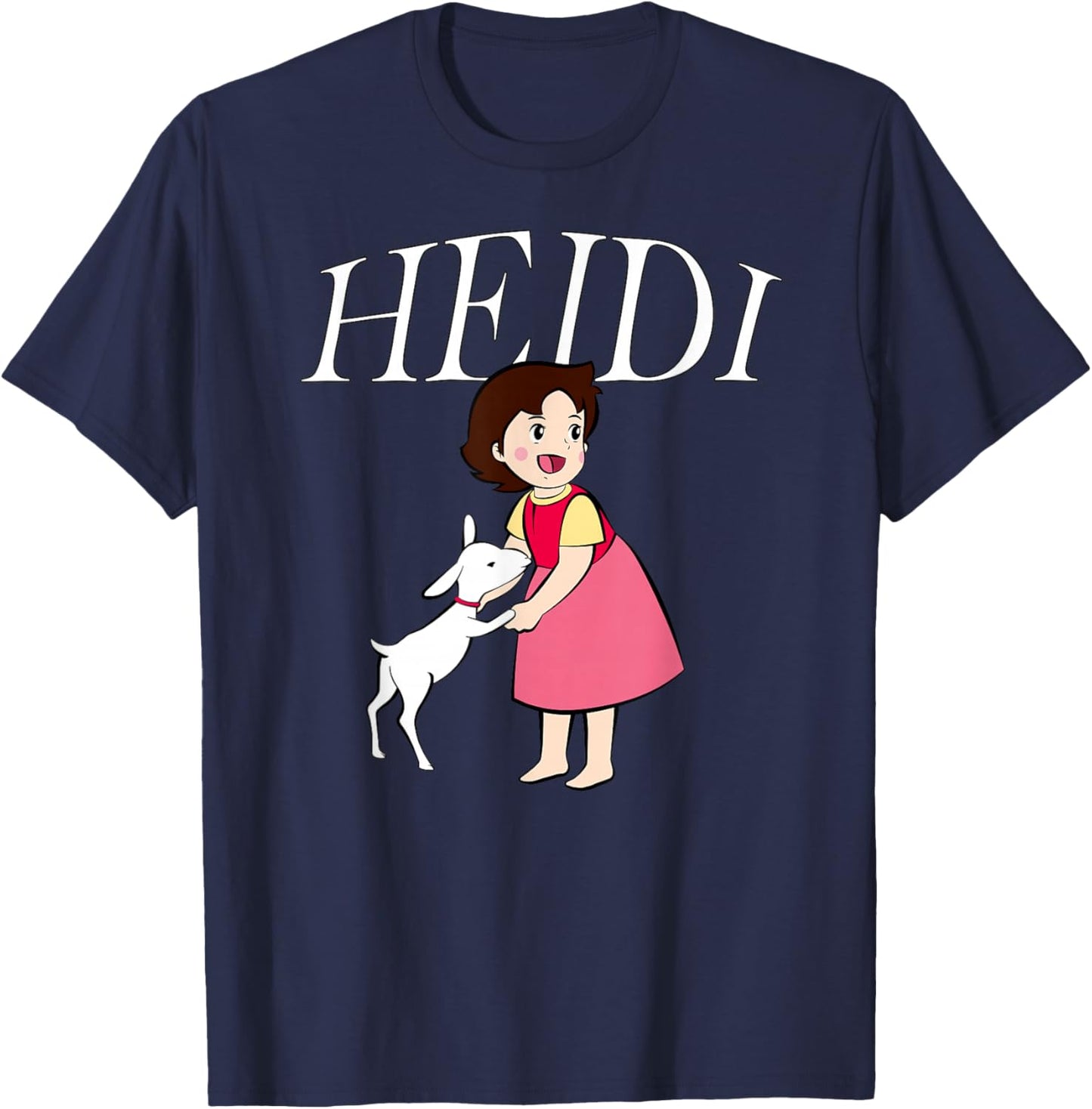 Heidi with Goat Cute Cartoon TV Series with Logo T-Shirt - T-Shirt | Navy