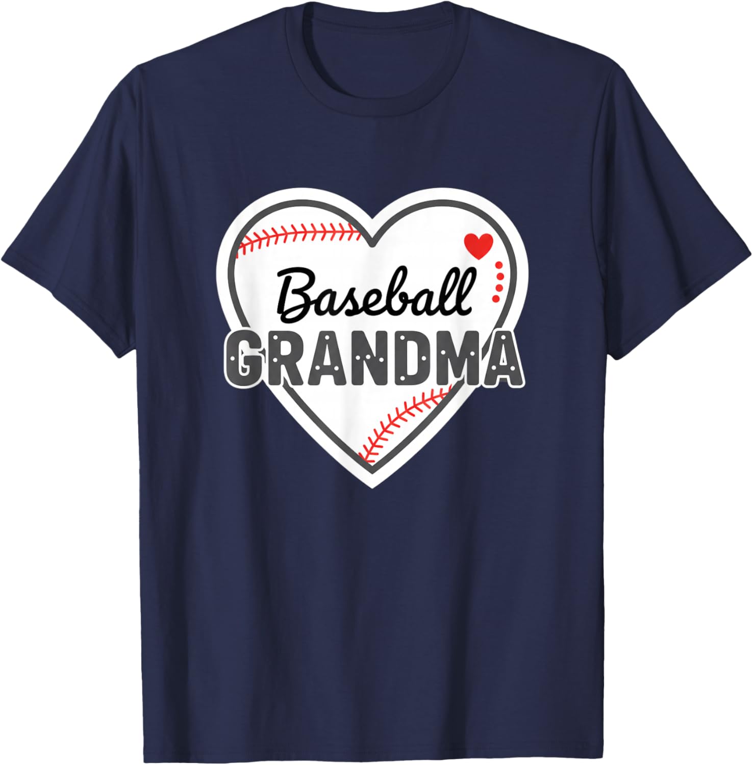 Grandparent Baseball Grandma Heart Graphic T-Shirt - T-Shirt | Navy