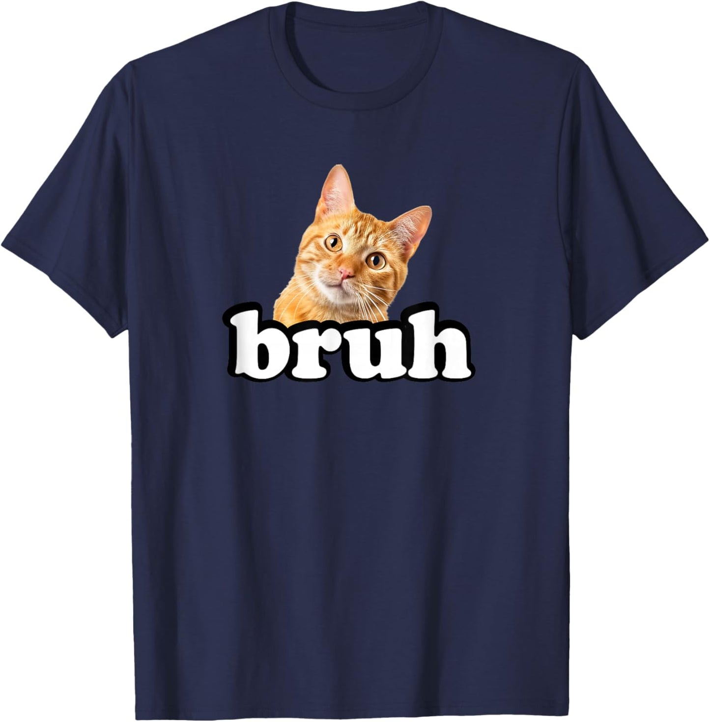 Cute Kids & Bruh Orange Tabby Cat Lover T-Shirt - T-Shirt | Navy