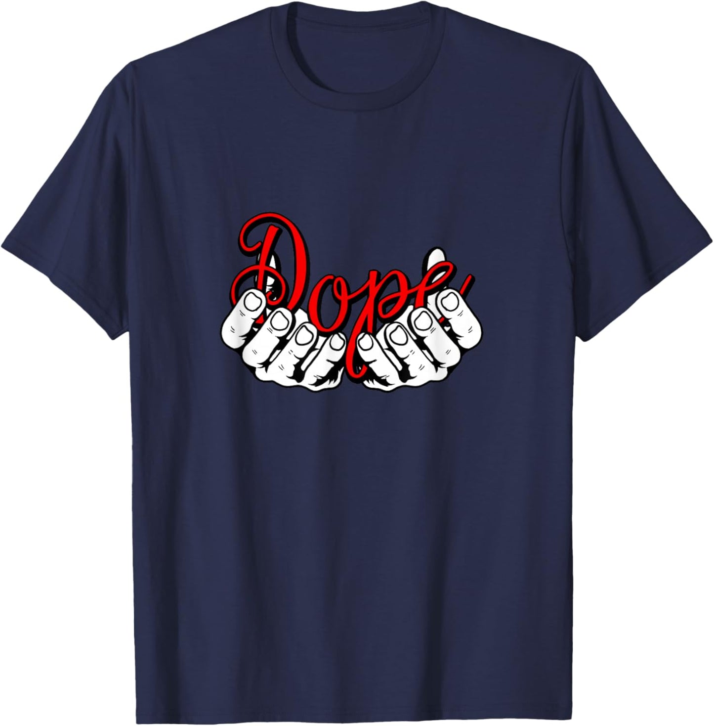 Red Color Hands DOPE Red Graphic T-Shirt - T-Shirt | Navy