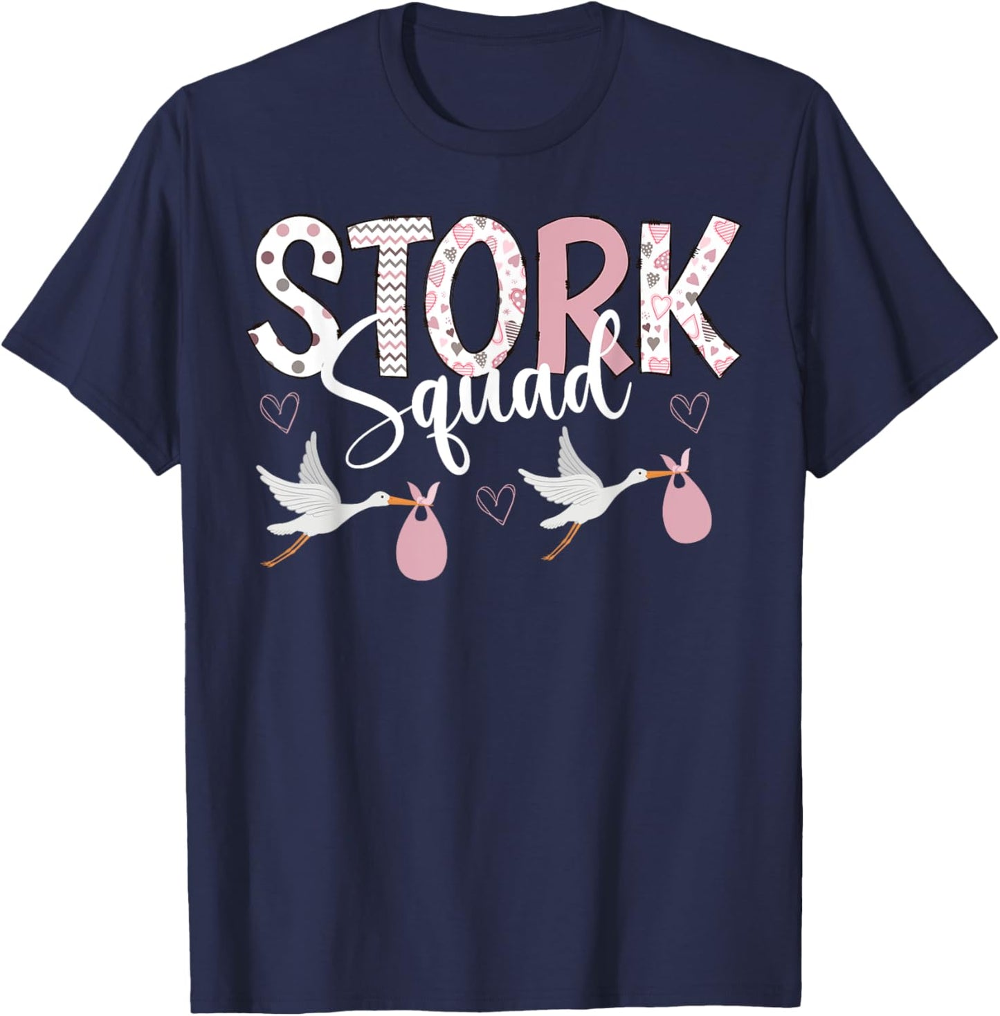 Valentines Stork Squad L&D Mother Baby Unit NICU Nurse Squad T-Shirt - T-Shirt | Navy