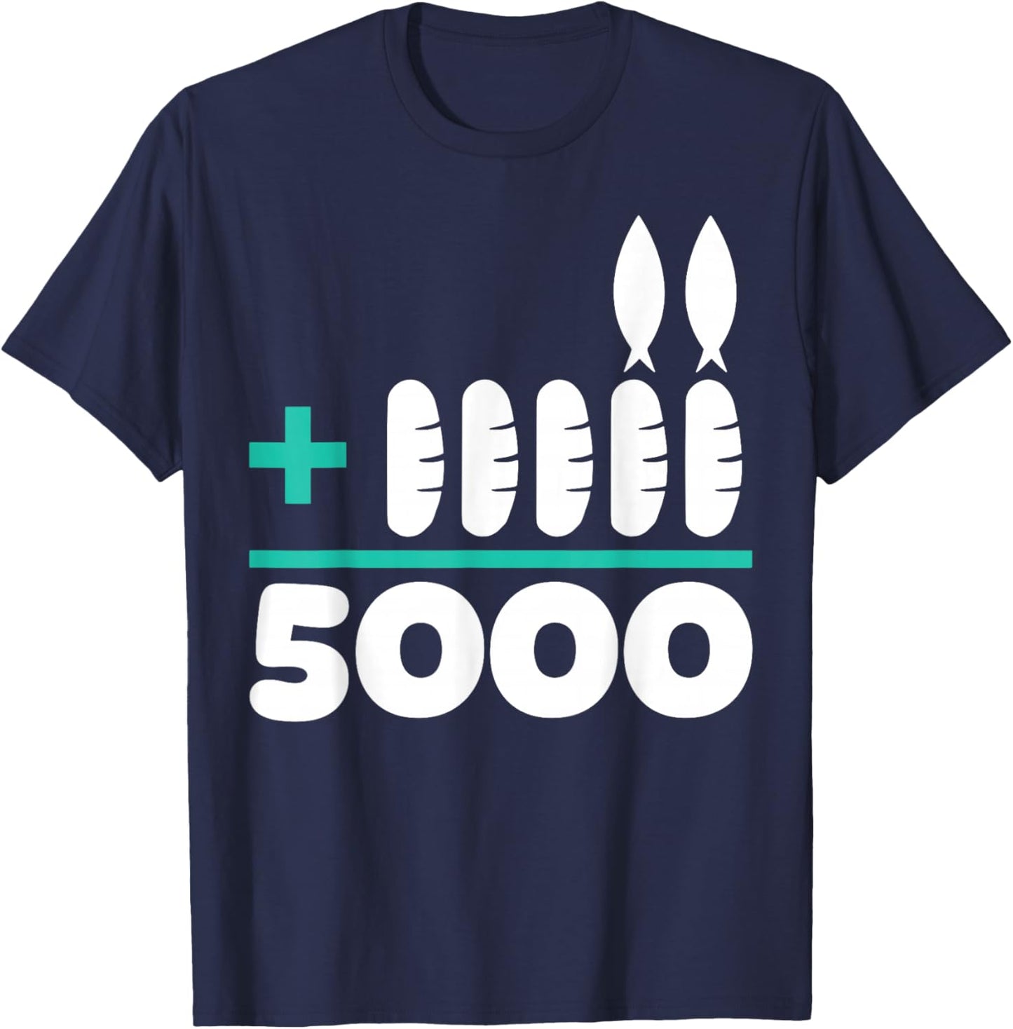 Jesus 2 Fishes 5 Breads 5000 Chosen Against The Current T-Shirt - T-Shirt | Navy