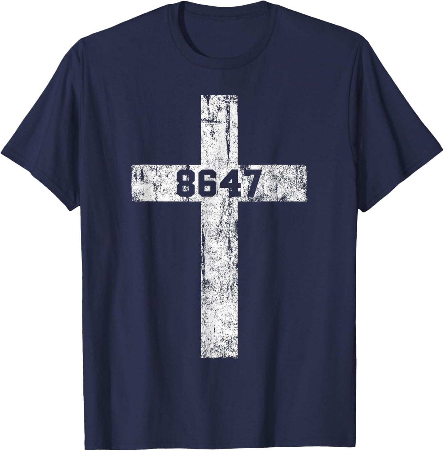 8647 Anti Trump Cross Christian Jesus 86 47 Retro Impeach 47 T-Shirt - T-Shirt | Navy