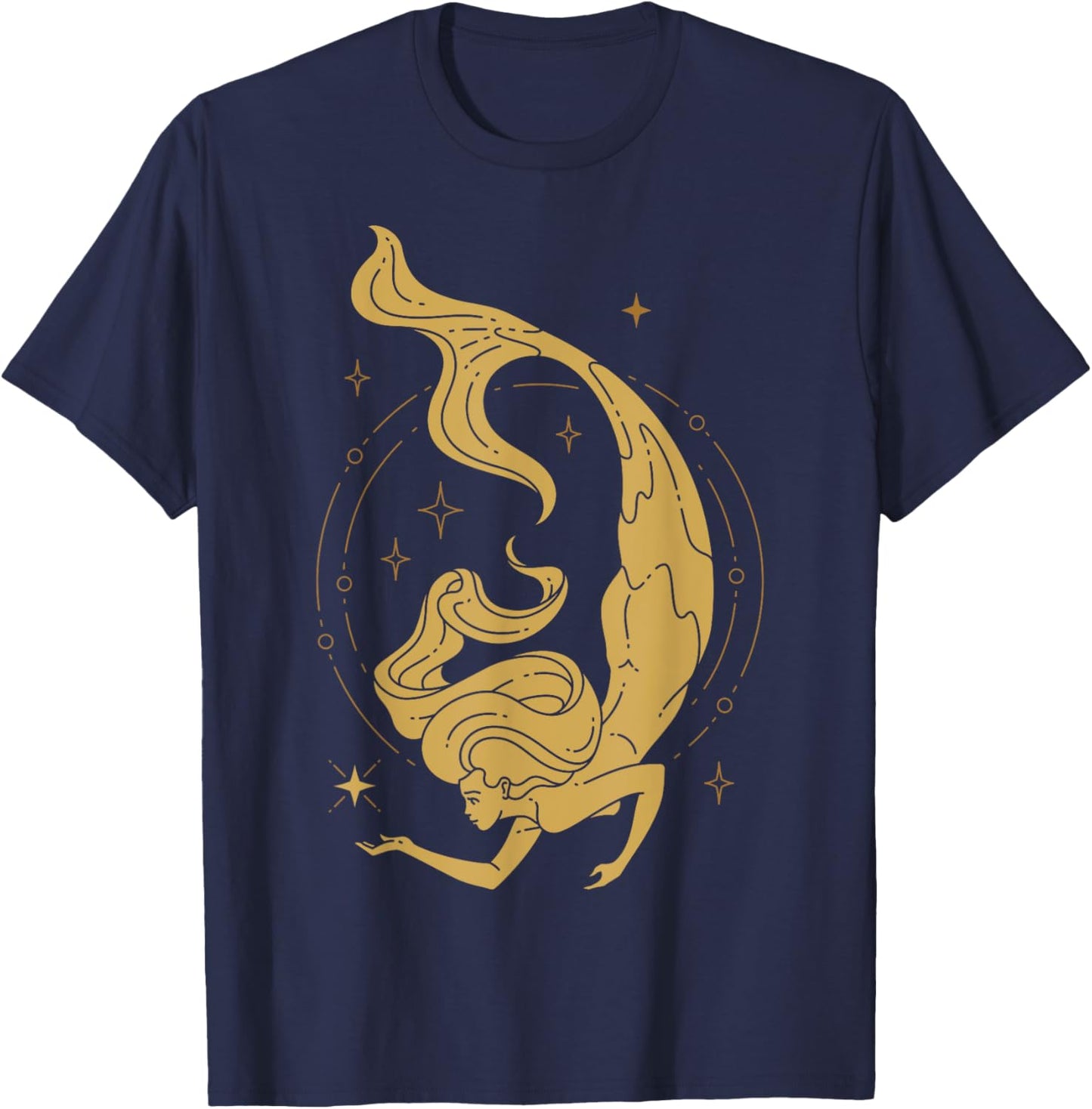 Fairy Tale Mermaid Tarot Cards Beautiful Mermaid Star Power T-Shirt - T-Shirt | Navy