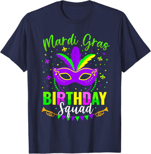 Happy Mardi Gras Birthday Mardi Gras Squad T-Shirt - T-Shirt | Navy