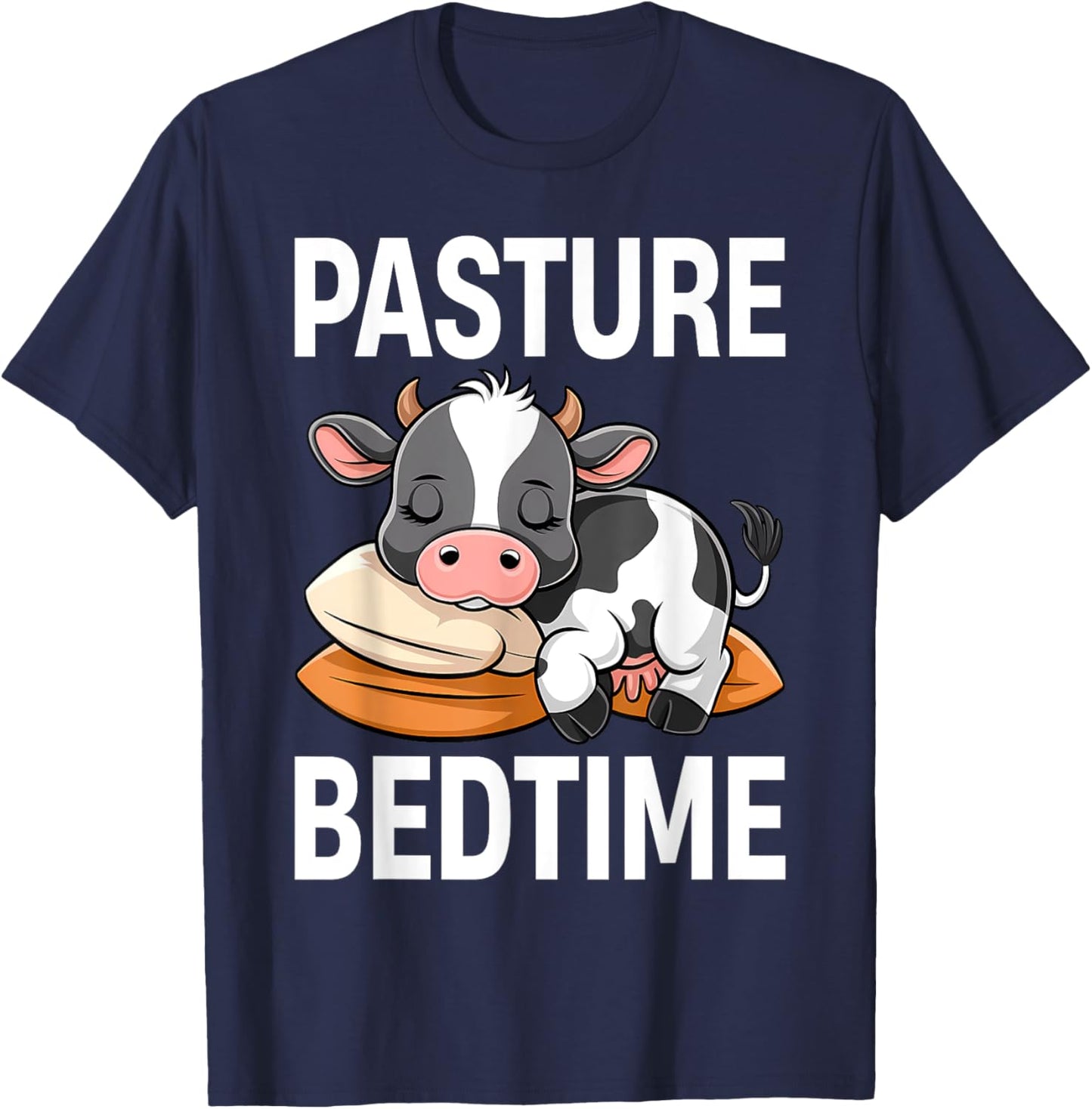 Funny Pasture Bedtime Cute Cow Pajamas PJ Sleep T-Shirt - T-Shirt | Navy
