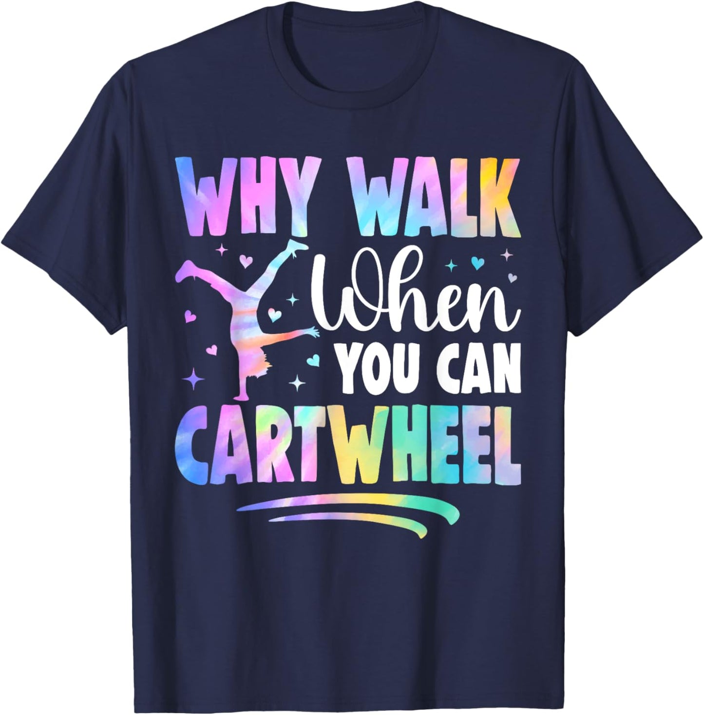 Cartwheel Gymnast Girl Tie Dye Gymnastic Girl Tumbling T-Shirt - T-Shirt | Navy